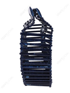 Pochette de soirée semi-circulaire en acrylique bleu marine, design architectural, pour acheteurs en gros, OEM et sous marque privée - Product Image 4