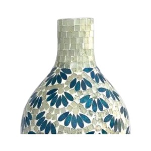 Handcrafted Blue Mother of Pearl Inlaid Floral Pattern <b>Vase</b> Elegant Shell Mosaic Flower Pot with <b>Unique</b> Accents - Product Image 2
