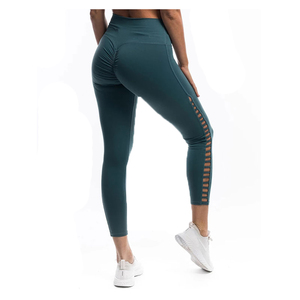 Leggings de Yoga de Cintura Alta Color Gris Jaspeado, Largos, de Color Sólido, Cintura Elástica sin Costuras, Pantalones de Spandex y Poliéster - Product Image 2
