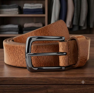 Ceinture pour homme en cuir de vache véritable de haute qualité, style vintage, boucle carrée en acier, imperméable, écologique, durable - Product Image 1