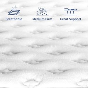 Materasso Ibrido King Size 12 Pollici in Memory Foam con Molle Insacchettate, Supporto Medio-Rigido, Isolamento del Movimento e Compressione ai Bordi - Product Image 3