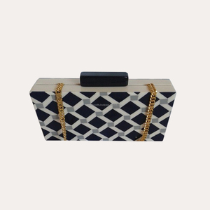 Main Primum géométrique Design résine incrustation bouton fermeture magnétique chaîne perle décontracté Vintage Style pochette femmes coton - Product Image 1