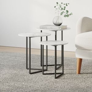 Unique Shape Iron <b>Nesting</b> <b>Table</b> With Marble Top For Modern Living Room And Creative Home Furniture Design - Product Image 1