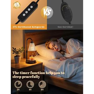 Lampada Scaldacandele Dimmerabile in Cristallo Nero con Timer, Altezza Regolabile, per Candele in Barattolo, Ideale per Compleanni - Product Image 3