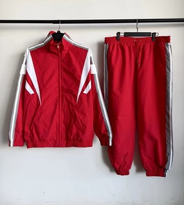 Survêtement unisexe rouge à manches longues avec fermeture éclair, style sportif, color block, en polyester, pour adultes, tenue décontractée d'hiver - Product Image 5