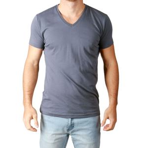 Camiseta Personalizada al por Mayor para Hombre, Cuello en V, Algodón, Básica, Suave, Transpirable, Color Sólido, Informal, Estilo Urbano, Verano, Alta Calidad - Product Image 1