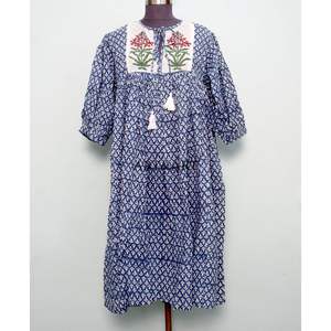 Vestidos Midi Boho de Verano con Estampado Floral Dulce de 2 Piezas, 100% Algodón, Cuello en V, Borlas, Manga Corta, Holgados e Informales - Product Image 1
