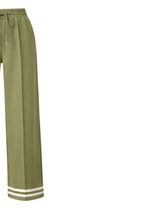 Pantalon large vert olive pour femme, décontracté, taille haute, avec cordon de serrage, coupe ample, droit, confortable, pour la détente, tendance - Product Image 2