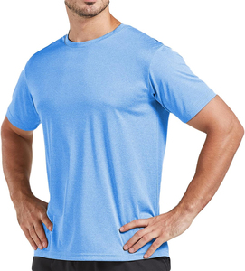 T-shirt à col roulé bleu pour homme, manches courtes, coupe classique, séchage rapide, respirant, décontracté, en toile tricotée, polyester - Product Image 6