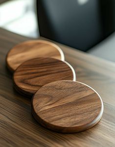Premium Classic Acacia Wooden Coaster Set for Dining <b>Table</b> <b>Protection</b> Natural Wood Grain Finish Durable Handcrafted Design - Product Image 2