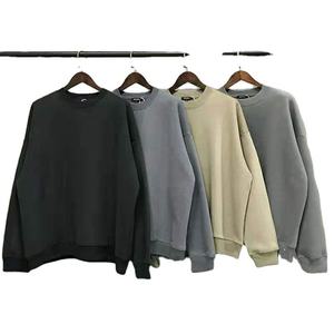 เสื้อสเวตเชิ้ตคอกลมโอเวอร์ไซส์สำหรับผู้ชาย สีพื้น ผ้าถัก คอตตอน สไตล์ลำลอง ใส่ได้ในฤดูใบไม้ร่วง ทรงปกติ ไหล่ตก - Product Image 1