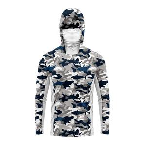 En stock, sweat-shirt de pêche à manches longues OEM avec protection solaire UPF 50+, masque facial intégré, jersey de pêche tendance, lisse et à séchage rapide - Product Image 4