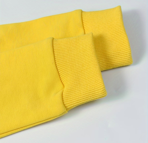 Yellow Hooded Sweatshirt to Children Casual Autumn Wear Plain Dyed Knitted Fabric Regular Sleeve Unlined Sleeve Machine Washable - Product Image 4