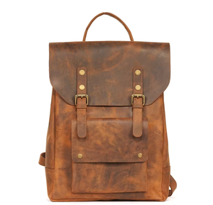 <b>BROWN</b> COLOUR GENUINE FULL GRAIN LEATHER <b>BACKPACK</b> MEN 17INCH LAPTOP <b>BACKPACK</b> BAG COMPUTER FASHIONABLE CLASSIC HANDCRAFTED BAGPACK - Product Image 1