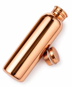 Botella de agua de cobre pulido con tapa, botella de metal reutilizable para viajes, hogar, oficina, regalo ecológico. - Product Image 1