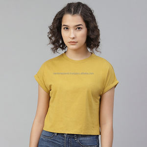 Nardon Apparel Factory Custom Print Plain Summer 100% Cotton Cropped <b>Ladies</b> <b>Yellow</b> Tee <b>Top</b> Women <b>Tops</b> Hip Hop Crop <b>Top</b> - Product Image 1