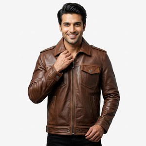 Hot Sale <b>Men's</b> New Design Genuine Leather <b>Jacket</b> for <b>Men</b> Leather Material Full Sleeves Street Wear Professional <b>jacket</b> for <b>men</b> - Product Image 1