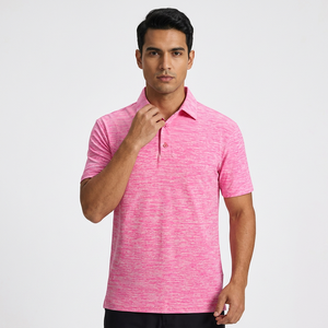 Polo de Manga Corta de Punto Rosa para Hombre, Diseño Casual de Color Sólido con Botones, Corte Regular - Product Image 3