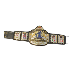 เข็มขัดแชมป์โลกเฮฟวี่เวท WWE ดีไซน์สีทองและสีดำ พร้อมธงชาติและโลโก้ MCV - Product Image 6