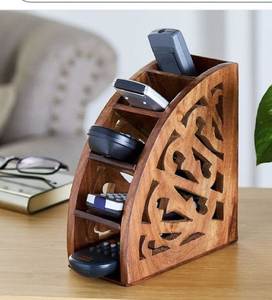 Étagère de rangement en bois de manguier sculpté à la main, design moderne, à un seul niveau, pour l'organisation des articles divers dans le salon - Product Image 3