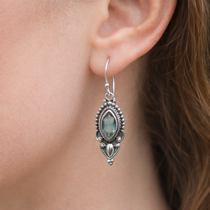 Pendientes Colgantes de Plata de Ley 925 con Topacio Azul Hechos a Mano, Joyería Tribal Vintage Boho, Chapados en Oro Rosa y Oro Amarillo, Regalo para Mujer - Product Image 5