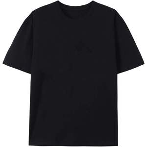 เสื้อยืดคอกลมแขนสั้นสีดำล้วนสำหรับผู้ชาย ทรงปกติ ผ้าฝ้ายเจอร์ซีย์ สวมใส่สบายๆ - Product Image 1
