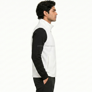 Factory Price <b>Men's</b> <b>White</b> Collarless Zipper <b>Vest</b> Casual Winter Vintage Multi-pockets Outerwear Breathable Polyester/Cotton - Product Image 2