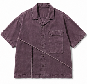 เสื้อเชิ้ตทำงานแขนสั้นคุณภาพสูงสำหรับผู้ชาย ทรงปกติ - Product Image 1