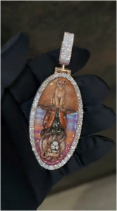 CONCEPTION Colgante de Lujo de Moissanita con Foto, Joyería Hiphop de Plata 925 y Oro 14K, Colgante de Moissanita con Esmalte para Guardar Recuerdos - Product Image 2