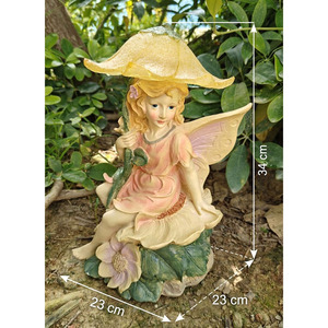 Transparent resin garden decorations Resin Fairy Garden Statue Flower <b>Hat</b> Winged Ornament - Product Image 3