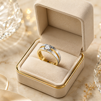 Bague pour homme avec diamant rond brillant véritable de 0,30 carat |   Monture à griffes en or multicolore |   Bijoux fins de luxe pour anniversaire de mariage