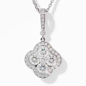 Collar de Diamantes Fleur para Mujer, Oro Blanco de 14K, Corte Radiante de 1.04ct, Diamante Cultivado en Laboratorio D-G/VS, Engaste de Puntas, Certificado IGI - Product Image 2