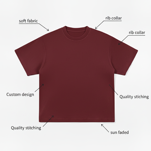 T-shirts décontractés surdimensionnés pour hommes en coton épais, imprimés sur mesure, effet délavé, anti-boulochage, respirants - Product Image 6