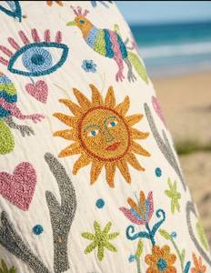 Chaqueta de Playa Tejida con Cuello Mandarín y Bordado Floral, Cárdigan para Mujer, Manga Larga, Estilo Boho, Ropa de Abrigo de Invierno para Vacaciones y Viajes - Product Image 2