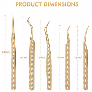 Ensemble professionnel de 5 pinces à épiler en acier inoxydable pour extensions de cils, pinces de précision pour isolation et volume des cils - Product Image 3
