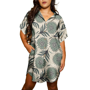 Camisa Hawaiana para Mujer, Estampado Floral, Manga Corta, Abotonada, Informal, Vestido de Verano para Vacaciones - Product Image 4