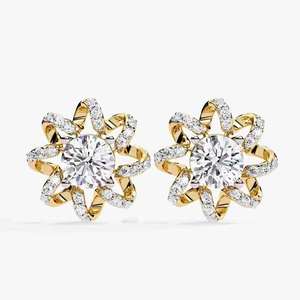 Boucles d'oreilles clous en diamant pour femme, 14K 18K, diamants de laboratoire, nouvelle mode, simples et tendance - Product Image 1