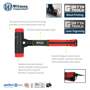 Marteau souple automobile à tête interchangeable rapide en POM TPR, manche antidérapant en TPR renforcé de fibre de verre, ne laissant aucune trace - Product Image 2