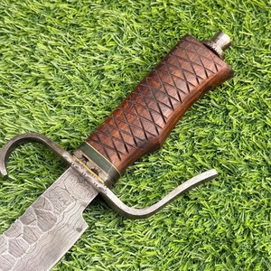 Cuchillo hecho a mano de acero de Damasco de 15 pulgadas con mango de madera de palisandro, espaciador de latón y bolster de Damasco - Product Image 2