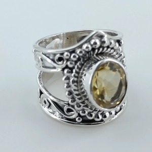 Citrine 925 Sterling Silver <b>Boho</b> Statement Promise <b>Ring</b> for Women Yellow Gemstone 8 x 10 mm Oval November Birthstone Month - Product Image 5