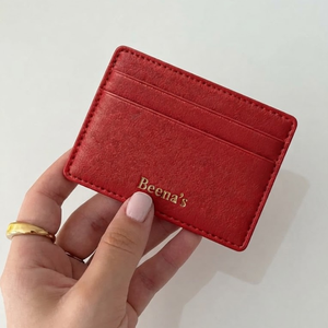 ที่ใส่บัตรหนังแท้ของบีน่า รุ่นมินิมอลสีแดง พร้อมสลักเลเซอร์ - Product Image 2