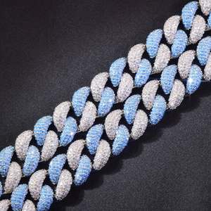 Blue Ice Cuban Link Chain <b>Necklace</b> Micro Insert Pendant Jewelry <b>for</b> <b>Men</b> Hip Hop Party Gift - Product Image 3