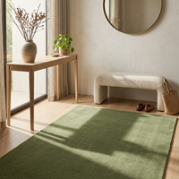 Tapis en laine vert tufté à la main de qualité supérieure, motif géométrique, antidérapant, pour salon, chambre, salle à manger, décoration moderne de la maison