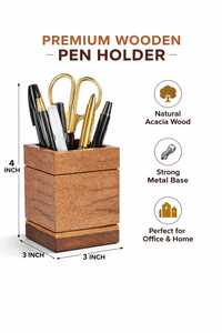 Porte-stylos en bois fait main, organisateur de bureau minimaliste, type sur pied, à un seul niveau, support de rangement multifonctionnel en bois pour usage au bureau - Product Image 2