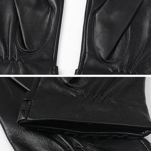 Gants en cuir pour femmes avec écran tactile, mitaines noires, doublure en cachemire douce et chaude, gants d'hiver - Product Image 4