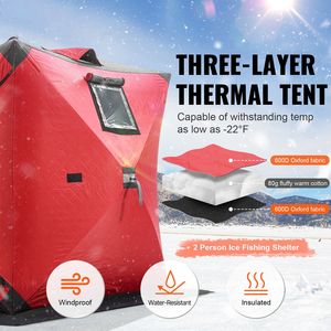 Tenda da Pesca Isolata Portatile per 1-2 Persone, Area Pesca 24 Piedi Quadrati, Casetta Termica per Pesca sul Ghiaccio Invernale - Product Image 2