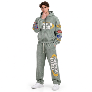 Ensemble sweat à capuche et pantalon de survêtement en coton délavé sur mesure pour homme – Coupe oversize, lourd, décontracté, style urbain - Product Image 3