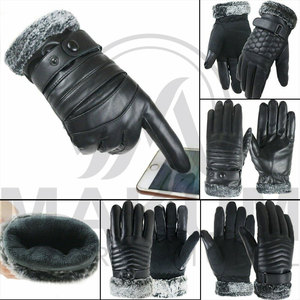 Genuine Leather Men Women's <b>Waterproof</b> Breathable Thermal Touch Screen Full-Finger Wrist-Length Lambskin Leather <b>Dressing</b> Gloves - Product Image 6