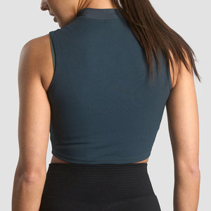 Top Corto de Punto Personalizado para Mujer, Material Acanalado, Cuello Redondo, Ajuste Ceñido, Alta Calidad, Precio Bajo al por Mayor, Chaleco Deportivo para Gimnasio - Product Image 5