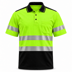 Camiseta Polo de Trabajo para Hombre, Marca Privada, de Algodón, Reflectante, Transpirable, Manga Corta, con Bandas Plateadas y Bolsillo en el Pecho, para Construcción Vial - Product Image 1